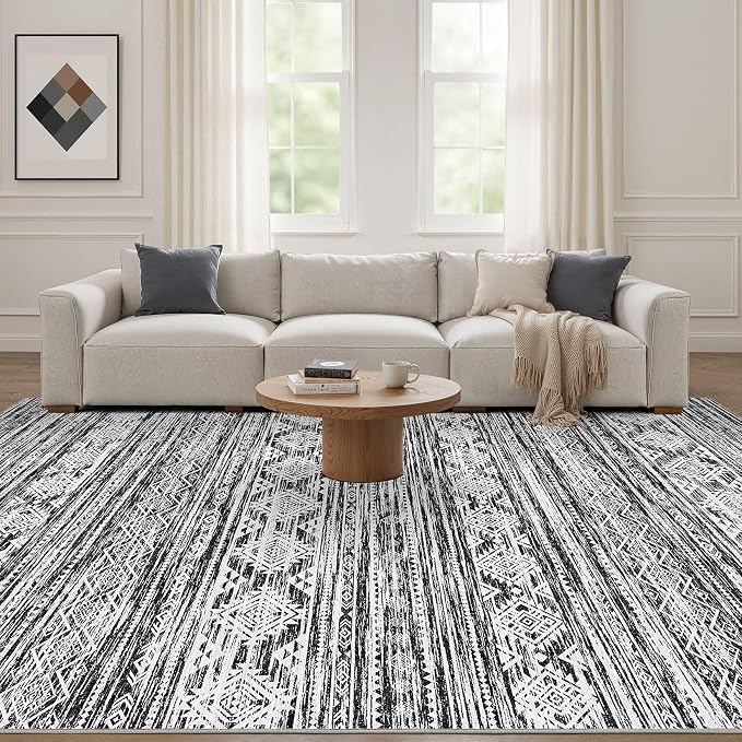 Nakagishi 9x12 Area Rugs Living Room: Washable Large Neutral Soft Rug Stain - Image 4