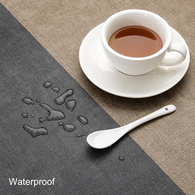 Table Runners 55 Inch Long, Dual-Sided Faux Leather Table Runner | Waterproof - Image 3