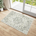 2x3 Washable Neutral Area Rug Green Vintage Entryway Kitchen Carpet Non-Slip by WondRg