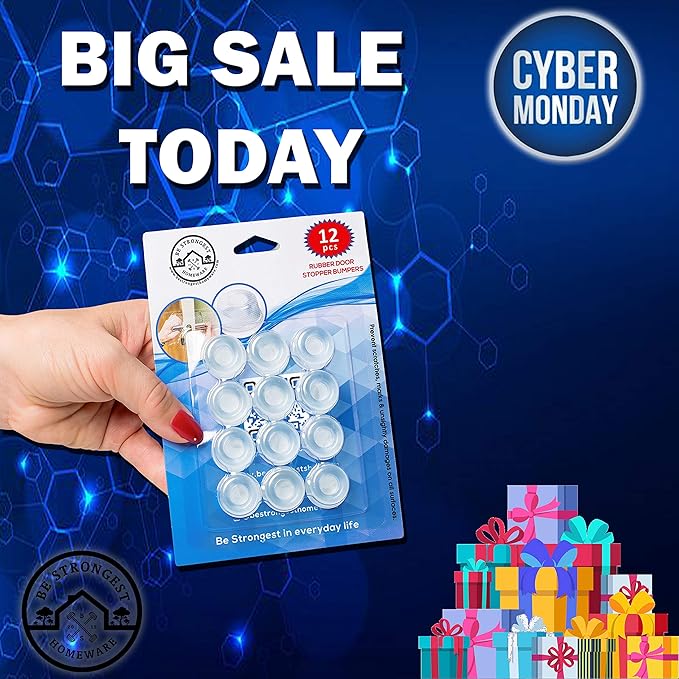 Door Stoppers Wall Protector [16 Pack] Wall Door Stop Small Size | Rubber Door Bumpers Small Size | Self Adhesive Door Stopper | Shower Door Bumpers | Clear Stick on Headboard Stoppers Rubber Bumpers