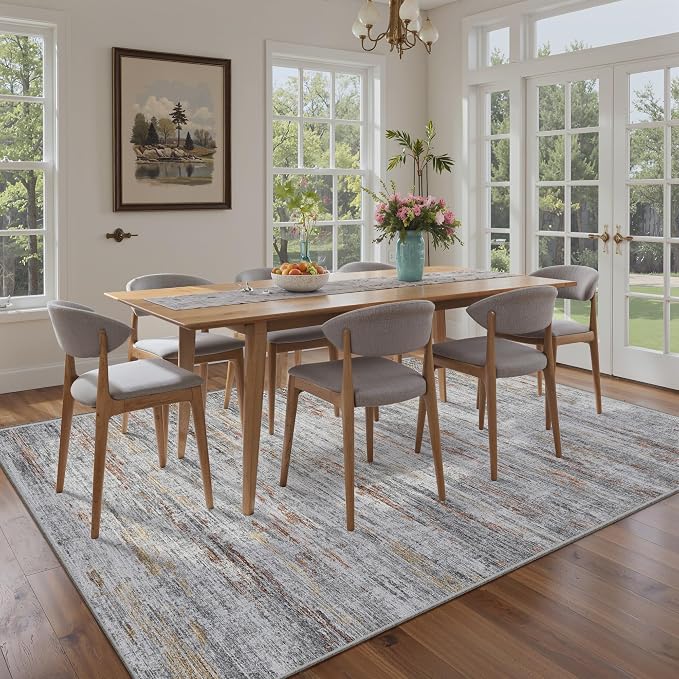4x6 Rug - Stain Resistant Abstract Washable Rugs, Anti Slip Area Rugs - Image 6