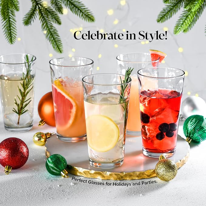 Highball Drinking Glasses Set of 10 Glass Cups by Home Essentials, 17 Oz. - Image 2