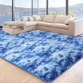5x7 Area Rugs for Living Room, Tie-Dyed Blue Fluffy Shag Rug for Bedroom Boys by Unknown