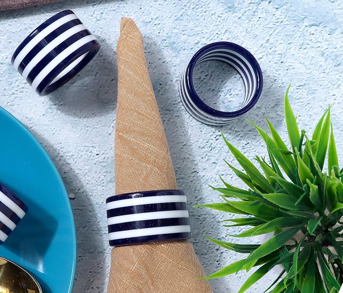 Navy Blue Epoxy Resin Napkin Rings Set of 12 | Premium epoxy resin, holiday - Image 6