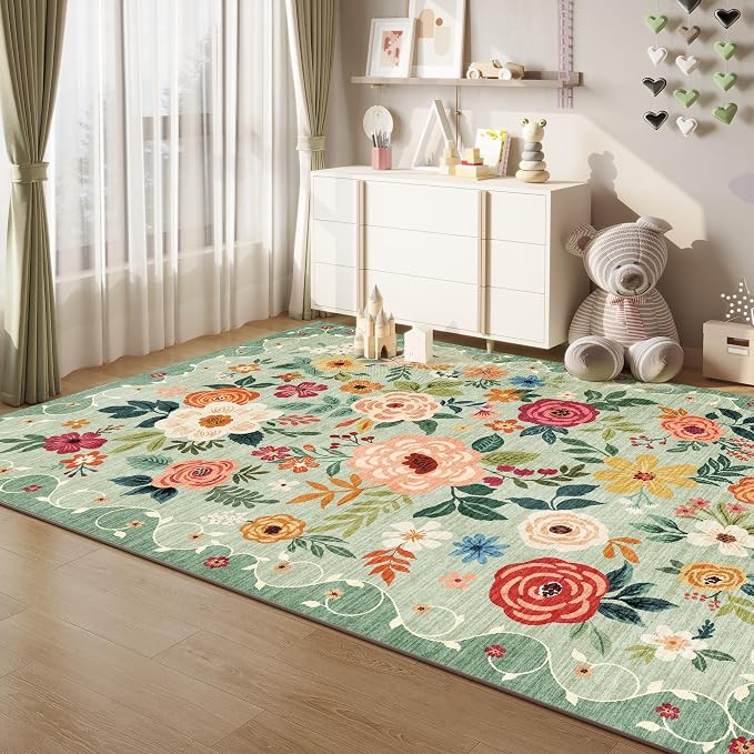 DUKINO 8x10 Area Rug, Floral Rugs - Image 4