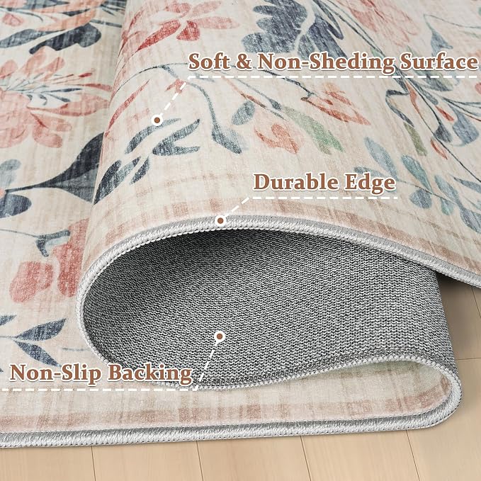 6x9 Area Rugs Washable Rug: Large Boho Living Room Rug Soft Non-Slip Low Pile - Image 7
