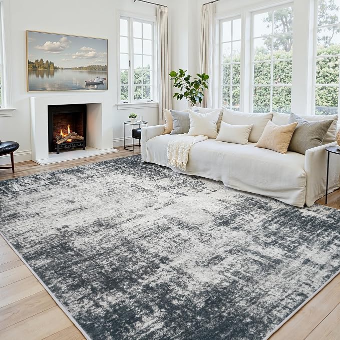 Area Rug 6x9 Living Room Rug Washable: No-Slip Abstract Soft Thin Large Deep by Oriannal