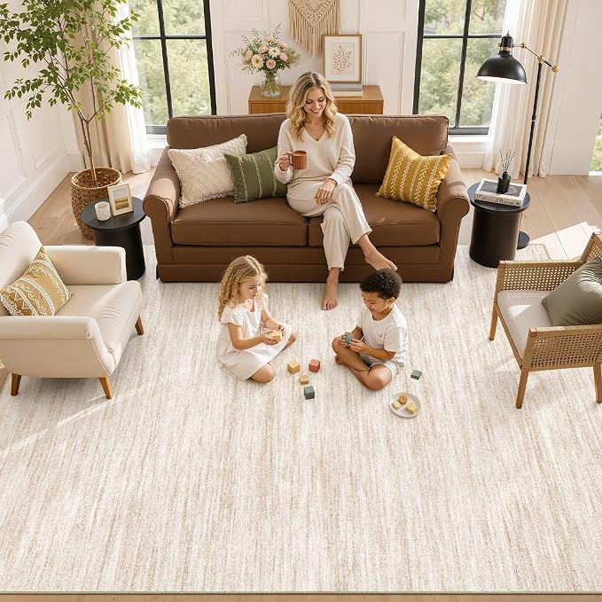 Nakagishi 6X8 Area Rugs Living Room: Washable Large Vintage Rug Neutral - Image 8