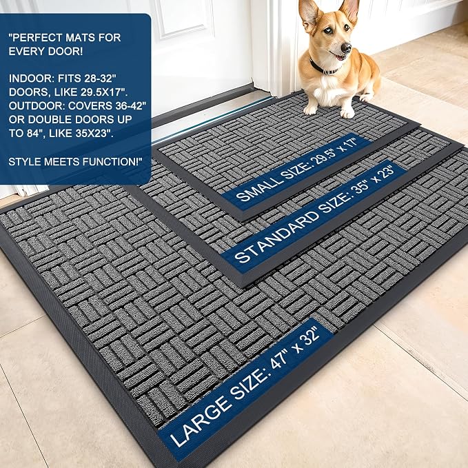 OLANLY Front Door Mat Outside Entrance 47x17, Heavy Duty Sturdy Natural Rubber - Image 2