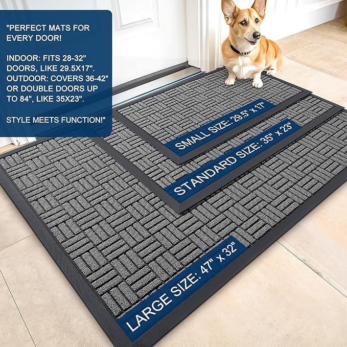OLANLY Front Door Mat Outside Entrance 35x23, Heavy Duty Sturdy Natural Rubber - Image 2