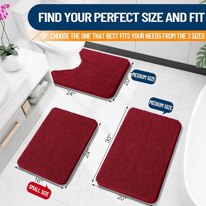OLANLY Small Bathroom Rugs 24x16, Extra Soft Absorbent Chenille Bath Rugs - Image 2