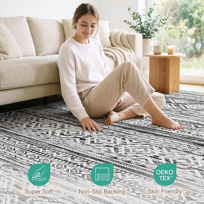 cotiled 10x13 Area Rugs Living Room Rug: Washable Boho Rugs - Image 2