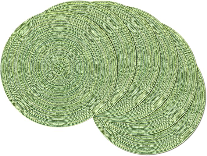 SHACOS Round Placemats Set of 8 Washable 15 inch Round Table Mats Braided Non by SHACOS