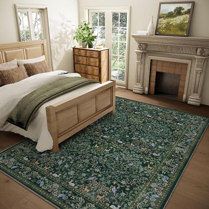 Washable Area Rugs for Living Room: 5x7 Rug Stain Resistant Non Slip Low Pile - Image 2