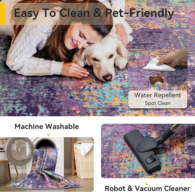RELEANY Washable Area Rugs 2'x3' Non-Slip Modern Abstract Soft - Image 4