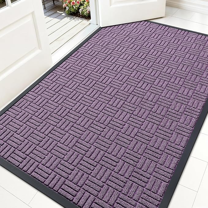 OLANLY Front Door Mat Outside Entrance 59x34, Heavy Duty Sturdy Natural Rubber by OLANLY