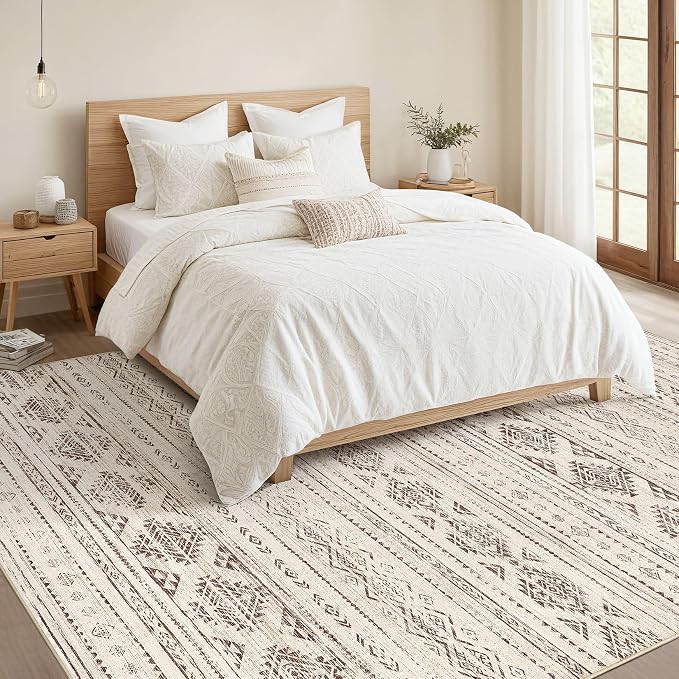 Nakagishi 8x10 Area Rugs Living Room: Washable Boho Large Neutral Soft - Image 5