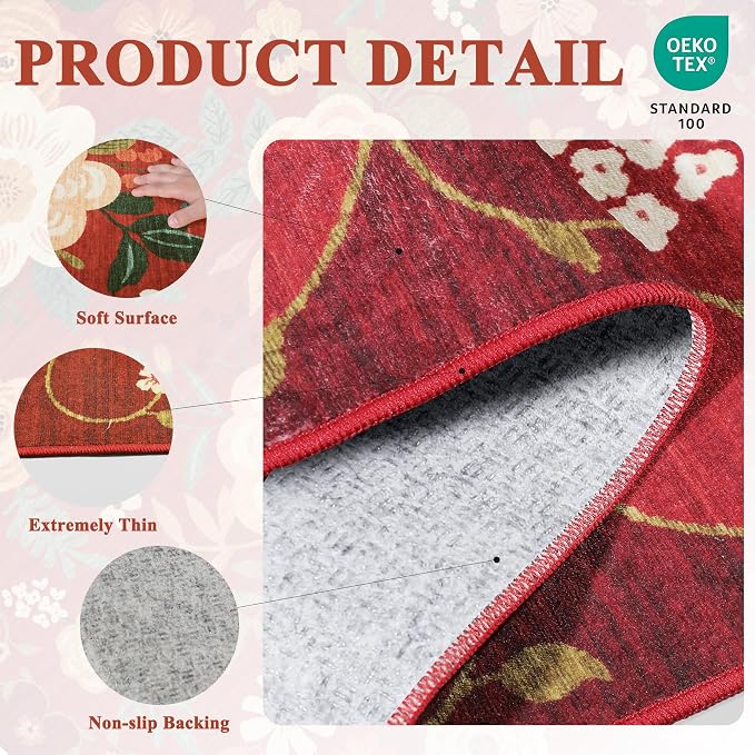DUKINO 3x5 Area Rug, Floral Rugs - Image 5
