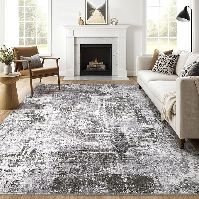 7x9 Area Rug Living Room: Machine Washable Large Abstract Modern Soft Rugs by LOONGRUG