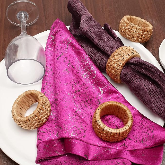 Braided Rattan Napkin Rings, Tan Brown | Woven rattan, napkin holders bulk - Image 9