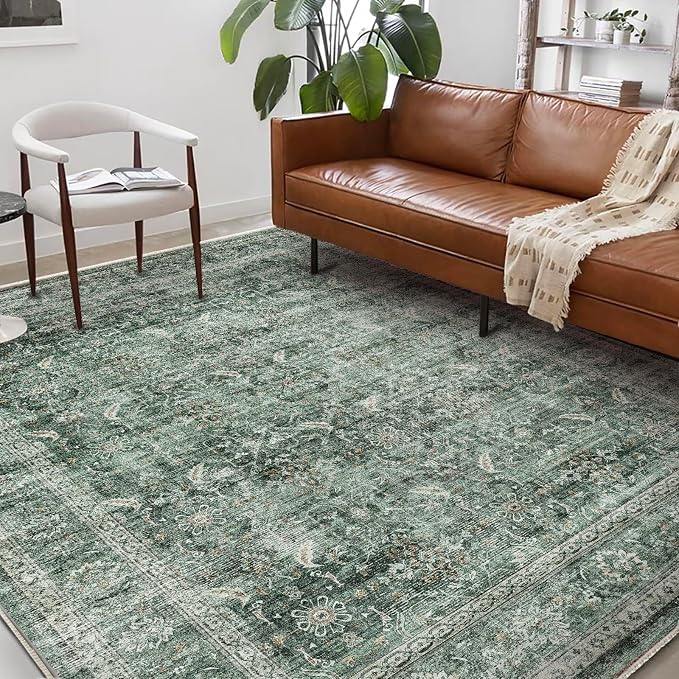 CHAMPLANT Washable Area Rug 8'x10' Retro Boho Design Non-Shedding Non-Slip Easy by CHAMPLANT