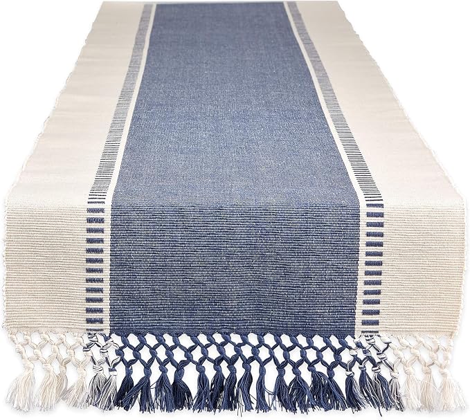 DII Dobby Stripe Woven Table Runner, 13x72-inch, French Blue by DII