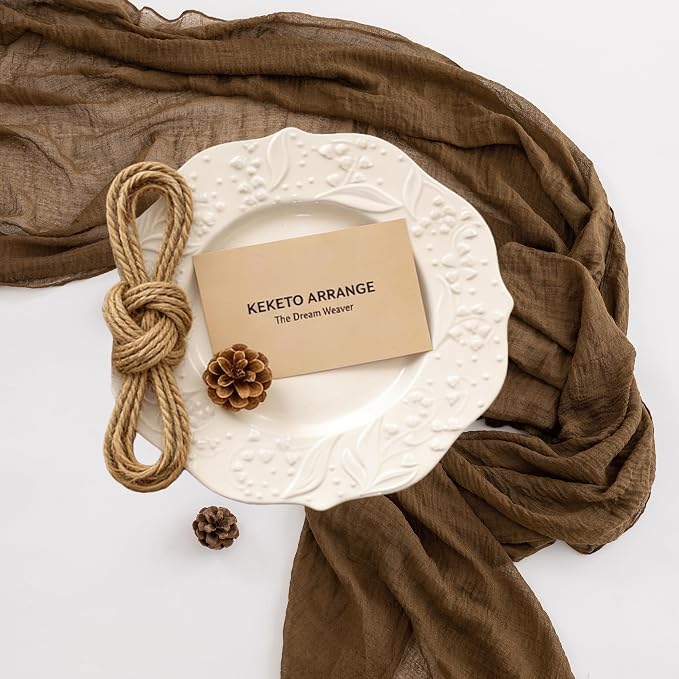 10Pcs Coffee Cheesecloth Table Runner 120 Inches - Image 5