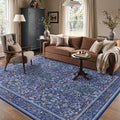 GENIMO 9x12 Washable Area Rug, Non-Slip Vintage Boho Floral Carpet, Large Area by GENIMO