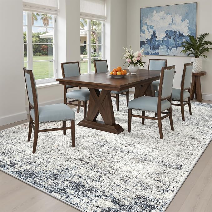 Soalmost 7x9 Area Rug for Living Room Washable Abstract Vintage Soft Thin - Image 3