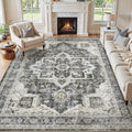 7x9 Area Rugs for Living Room, Washable Non Slip Vintage Distressed Stain by JessibouAreaRug