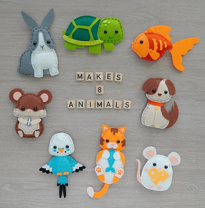 Craftorama Sewing Kit for Kids, Fun and Educational Pets Craft Set for Boys and Girls Age 7-12, Sew Your Own Felt Animals Craft Kit for Beginners, 165 Piece Set