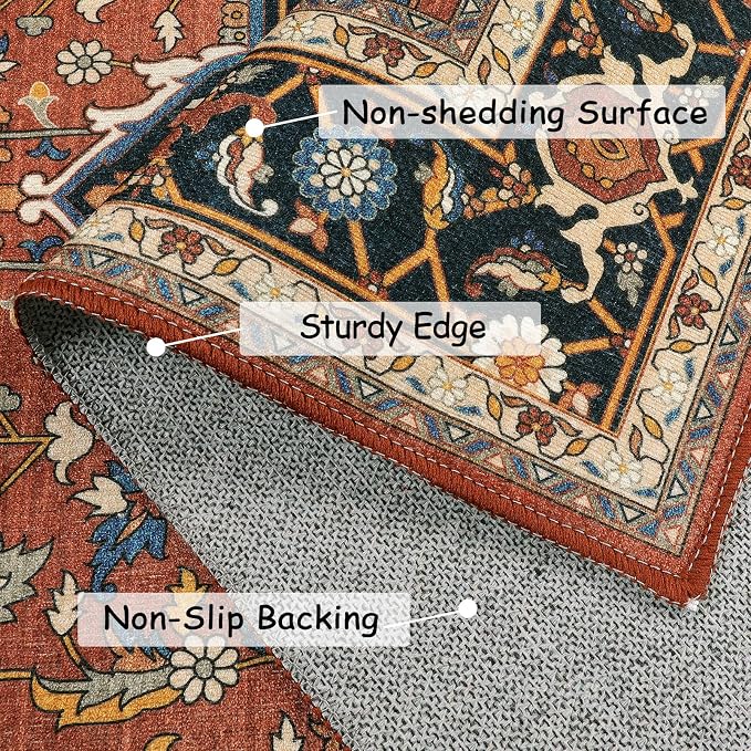 Moynesa Ultra-Thin Washable Oriental Area Rug - Image 2