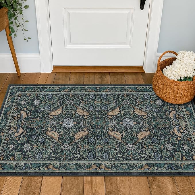 Hazo Haus Washable Floral Small 2x4 Thin Door Mats by HazoHaus