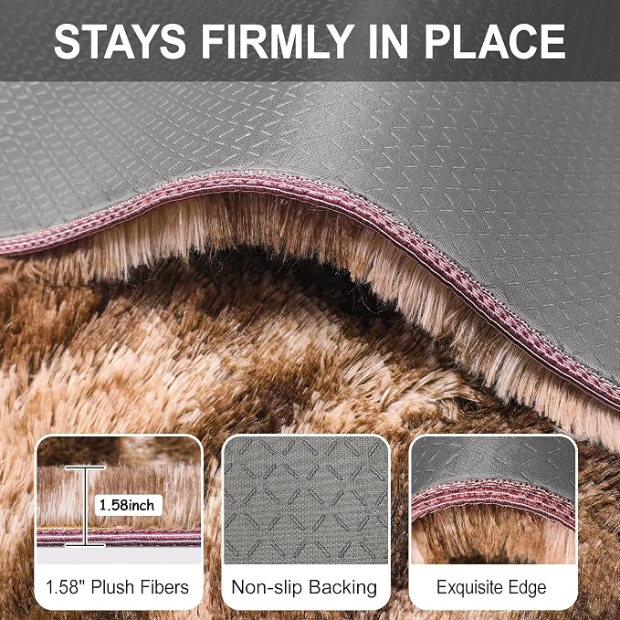 2x5 Feet Soft Fluffy Brown Runner Rug - Image 6