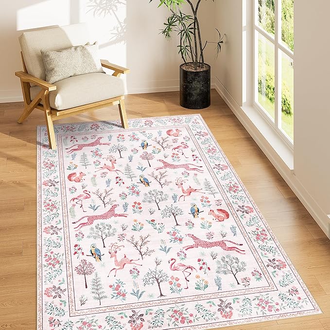 DUKINO 4x6 Rug, Washable Animal Area Rug by DUKINO