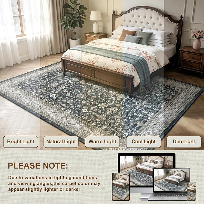 Washable 4x6 Entryway Rug Ashen - Image 4