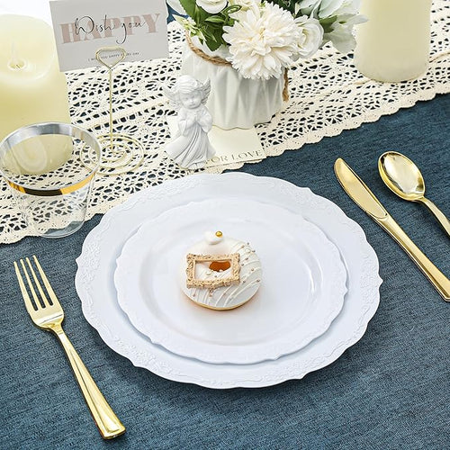 100 Pieces White Plastic Plates - Image 2