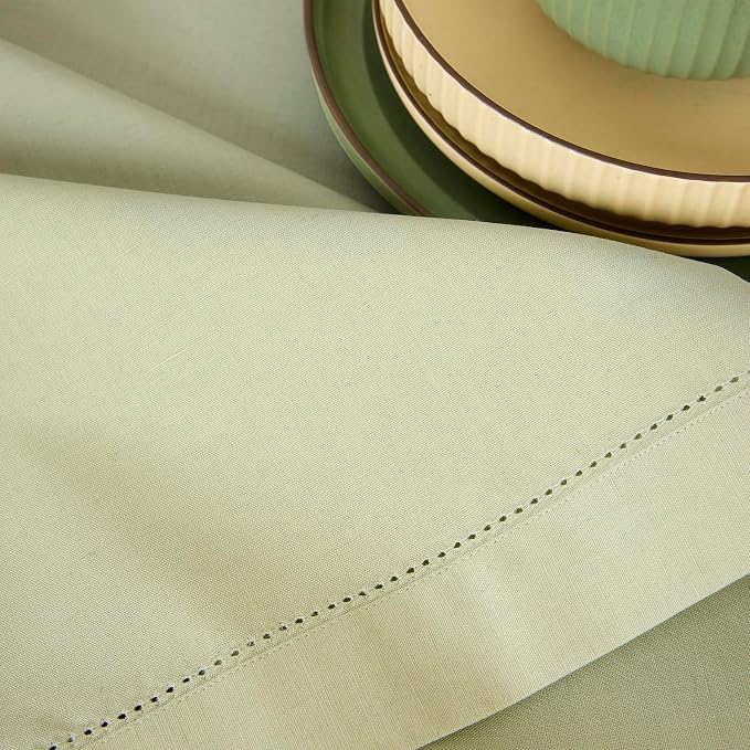 Solino Home Cotton Linen Dining Table Runner Sage Hemstitch, 14 x 120 in | - Image 7