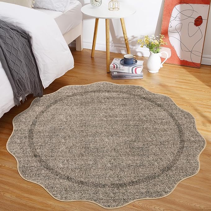 GarveeHome Scalloped Round Washable Rug, Soft Modern Round Rugs 5ft Circle - Image 8