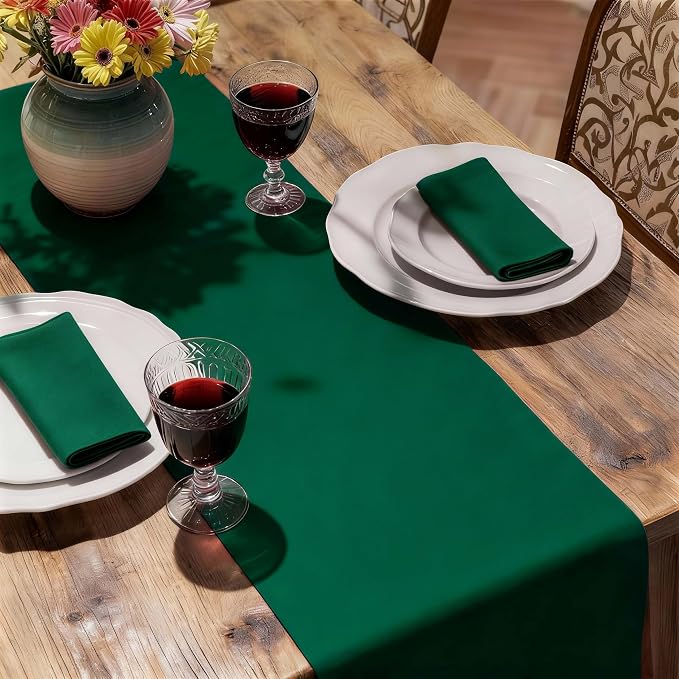 MEANMOY Green Table Runner 108 Inches Long Waterproof Table Runners | Washable - Image 6