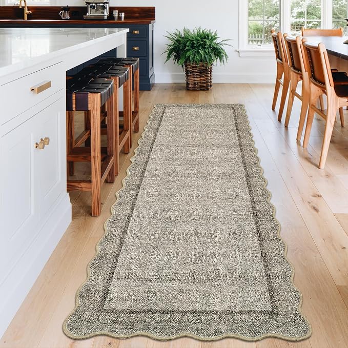 GarveeHome Scalloped Washable Runner Rug 2x10 Runner Modern Kitchen Runner Rug - Image 3