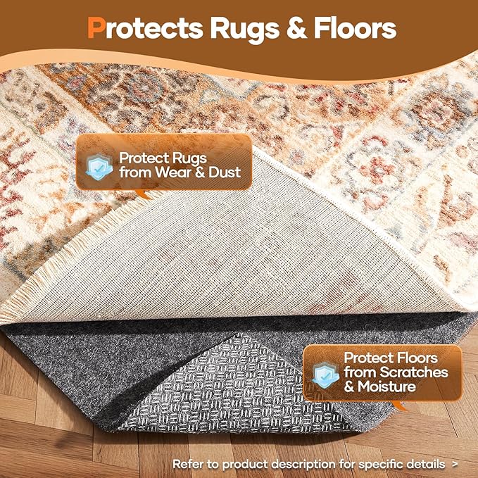 Veken Non Slip Cushioned Runner Rug Pad Gripper 2.5x7 Ft, Felt and Silicone Back - Image 5