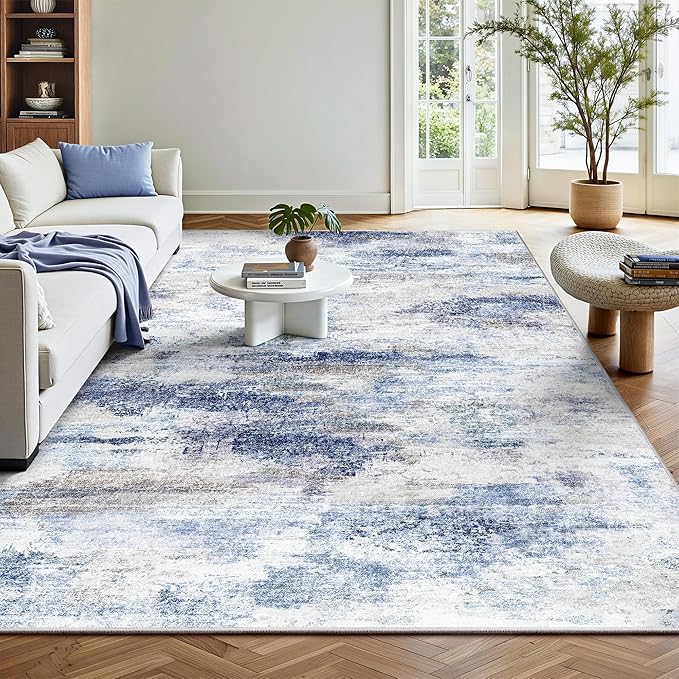 Washable Rug 6x9, Abstract Morden Soft Area Rug, Non-Slip Low Pile Rugs by Yarooge