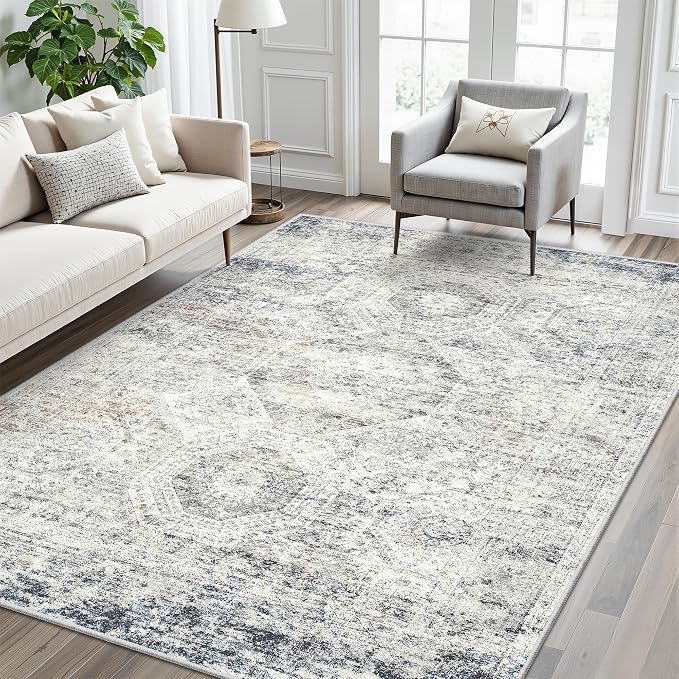 Soalmost 7x9 Area Rug for Living Room Washable Abstract Vintage Soft Thin by Soalmost