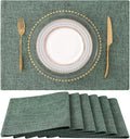 Faux Cotton Linen Placemats Set of 6, Cloth Washable Farmhouse Dining Table Mats by homing