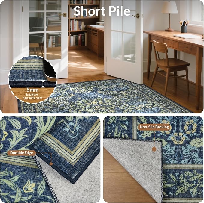 GENIMO 2x7 Runner Rug Non Slip Washable, Vintage Floral Kitchen Runner Rug - Image 5