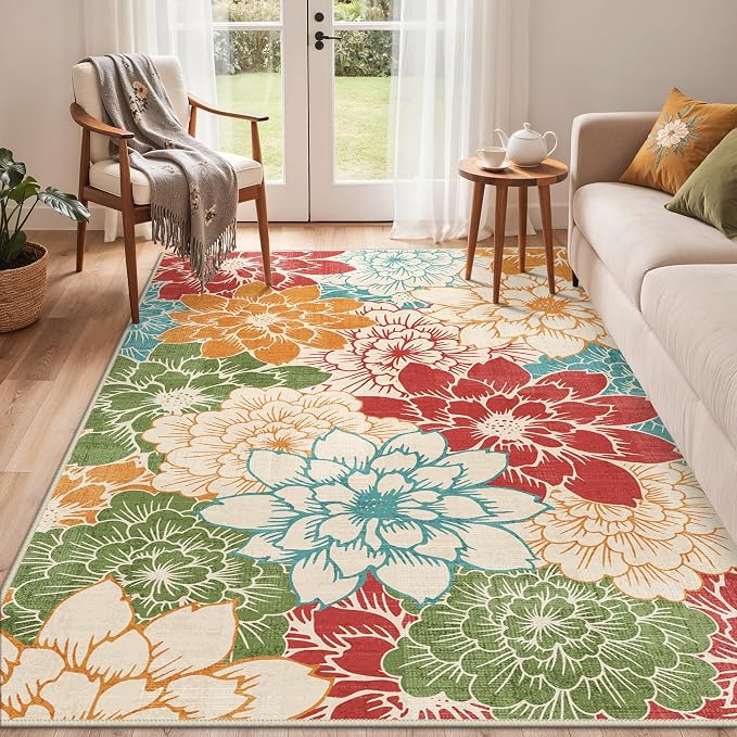 GENIMO Indoor Outdoor Area Rug 5'x8', Machine Washable Rugs - Image 8