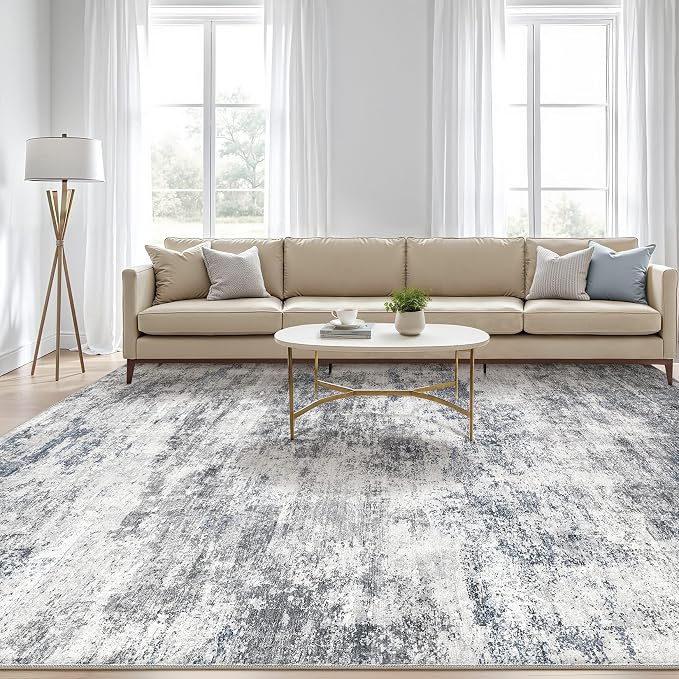 8x10 Area Rugs Living Room: Washable Large Abstract Neutral Modern Soft Rugs - Image 5