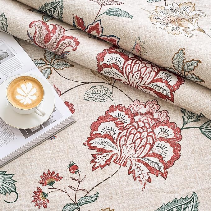 jinchan 2x3 Floral Rug for Entryway Washable Kitchen Rug Vintage Romance Design Small Mat Non Slip Indoor Doormat Lightweight Low-Profile Throw Carpet for Entrance Bathroom Laundry Room, Red/Beige