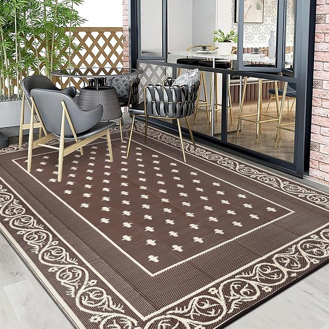 Pauwer Waterproof Outdoor Rug 8x10, Reversible Plastic Straw Patio Camping Rug - Image 7